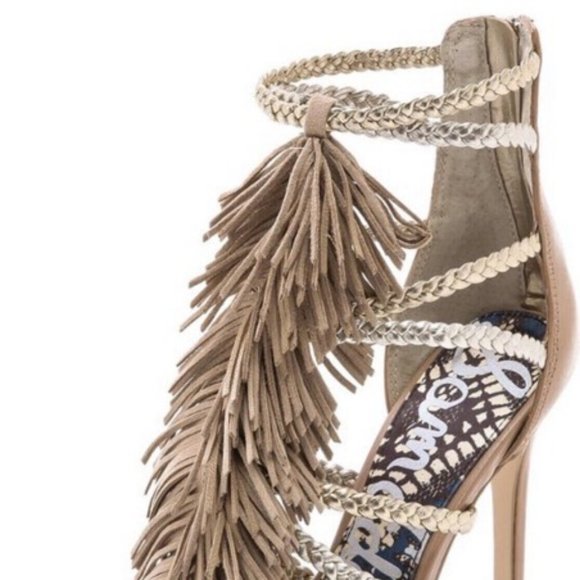 Sam Edelman Savannah Fringe Ankle Sandal Nude 6.5 - Picture 13 of 13